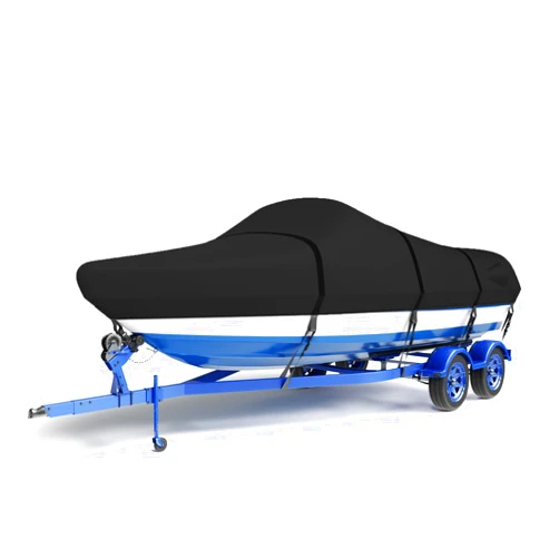 LumiCalyx 600D Waterproof Boat Cover, 17-19' Marine Grade Heavy Duty Trailerable Anti-UV Polyester Canvas, Fits 17-19ft Bass Boat, V-Hull, Fish & Ski,Black