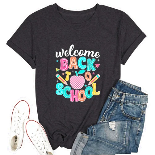 Prelike Powers Welcome Back to School Shirt Women Bruh We Back Teachers T Shirt First Day of School Short Sleeve Tee Tops