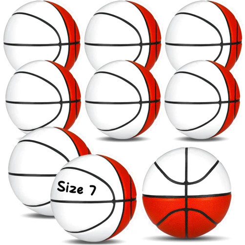 Jenaai Size 5 6 7 Blank Autograph Basketball Customized Basketball with 4 White and 4 Brown Panels Junior Adult Trophy for Signing