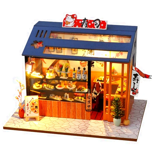 CHOOYIH DIY Miniature Dollhouse Kit with LED Light,Japanese Style Dollhouse Miniature House Kit,Mini House kit Ideal Gifts for Birthday