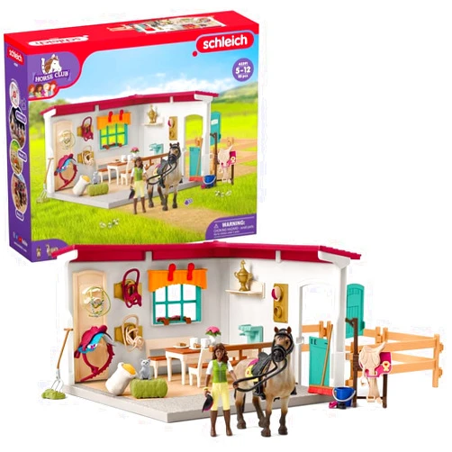 Schleich Horse Club, Horse Sets for Girls and Boys, Tack Room with Dolls, Horse Toys, and Accessories, Extension for Lakeside Riding Center, Ages 5+