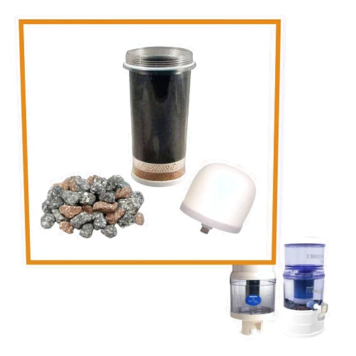 Nikken Aqua Pour Bundle Replacement for Gravity Water Filter Purifier System 1360 - 1 piece Filter Cartridge 1361 + 1 piece Ceramic Pre-Filter 1364 + 1 piece Mineral Stones 1386 - Water System