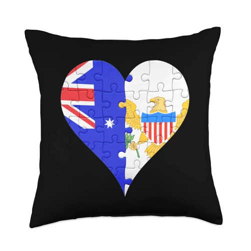 Australian Virgin Islander Designs By DNZ Australian Virgin Islander Flag Heart Throw Pillow, 18x18, Multicolor