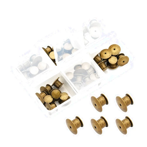 SUBANG 40 Pieces Metal Pin Backs Locking Pin Keepers Locking Clasp with Storage Case