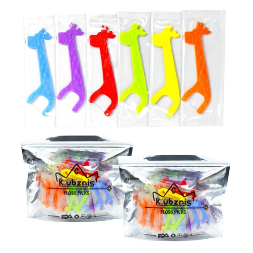 Kingubznis Kids Flossers Individually Wrapped Floss Picks Dental Floss Toddler Floss Portable Travel Floss Cute Animal Shapes Dental Floss for Children & Adults (240 Counts Individually)