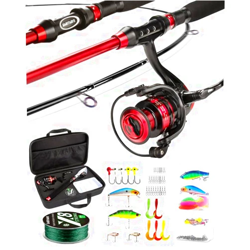 Ghosthorn Fishing Rod and Reel Combo, Telescopic Fishing Pole Kit Fishing Gear Starter Compact Travel Pole with Carrier Bag for Freshwater Saltwater Fishing Gifts for Men Women
