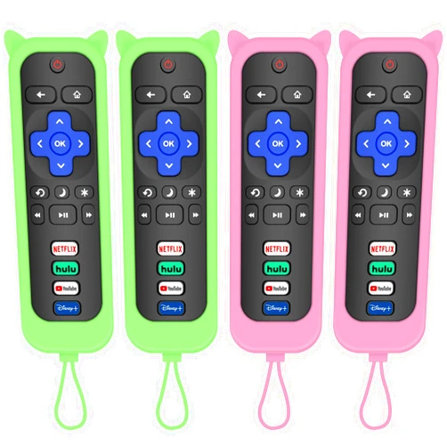 MOKEMAKE Remote for Roku TV & Cover for Roku Remote, 2-Pack Remotes Replacement Cover Compatible with Hisense Roku TV Remote, Replacement for Hisense Roku TV Remote