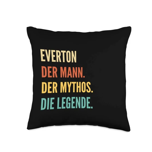 Lustige Vornamen-Designs für Männer Funny German First Name Design-Everton Throw Pillow, 16x16, Multicolor