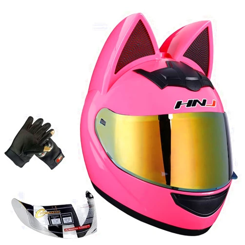 Kuaifly Cat Ear Motorcycle Helmet Full Helmet Youth Men and Women Racing Motocross Casco