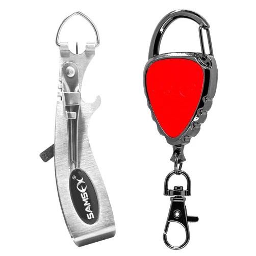 SAMSFX Fishing Knot Tying Tool Fly Fishing Line Clipper with Retractor, Accessories for Hook Sharpener, Quick Knot Tool and Hook Eye Cleaner