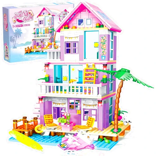 Sezua Building Blocks Girls House - 573 Pieces Seaside Beach Villa Building Set Compatible with Lego for Girls Friends, Dream Holiday Construction Bricks Toys for Girls Kid Age 8-12