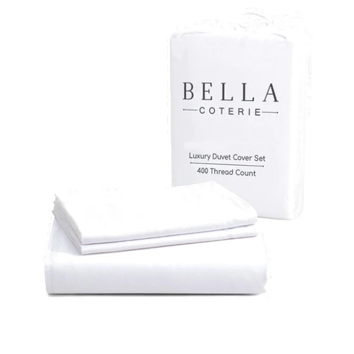 BC BELLA COTERIE Bella Coterie Luxury Bamboo Viscose King Size Duvet Cover Set | 100% Organically Grown | Corner Ties | Ultra Soft | Cooling | Two Pillow Shams | 106 x 94 | No Insert [White]
