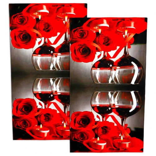 FNLNDO Red Wine Rose Kitchen Towels Decorative Set of 2 Soft Absorbent Dish Towels Hand Towels Farmhouse Decor for Kitchen Bathroom Home Decorations 16