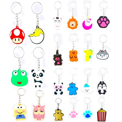 Veryrich 110pcs Cartoon Keychain for Kids Party Favors, Mini Cute Keyring for Classroom Prizes, Birthday Christmas New Year Party Favors Gift, Key Chains Goodie Bag Stuffers Supplies, 22 Colors