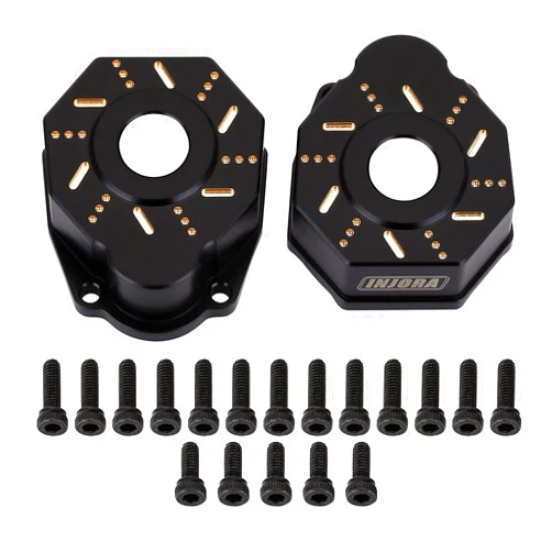 INJORA RC Heavy Brass Counterweight 2pcs Black Portal Drive Housing Steering for 1/10 RC Crawler Car TRX4 TRX6 Upgrade Parts,49g/pcs