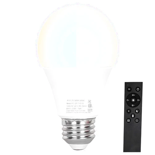 Brilvibera A19 LED Light Bulbs, E26 Dimmable Bulb with Remote Control, Warm White 2700k-6000K, 35000+ Hours Lifespan, Edison Dimmable LED Bulb for Floor Lamp, Desk Lamp, Pendant Light