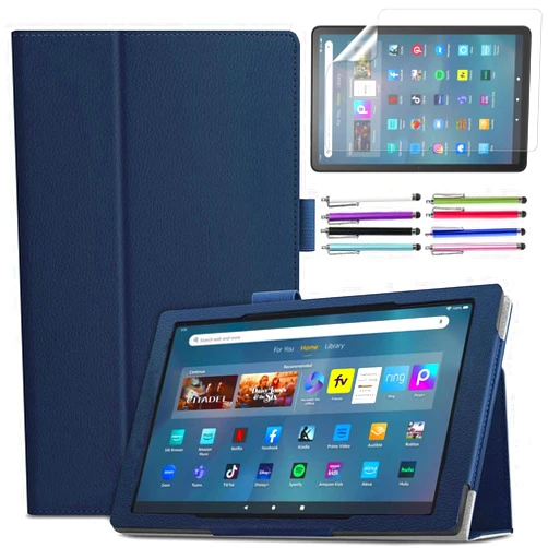 EPIC GADGET Case for Amazon Fire Max 11 (13th Generation, 2023 Released) - Slim Lightweight Folding Folio Stand Cover PU Leather Case + 1 Screen Protector and 1 Stylus (Navy Blue)