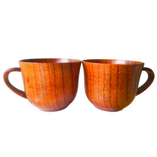 CTIGERS Wood Coffee Cups Set of 2, Elegant Handmade Wooden Mugs,ECO Friendly Wooden Drinking Cup for Coffee,Tea, Beer,Water,Juice,Milk 7oz/200ml (2PCS)