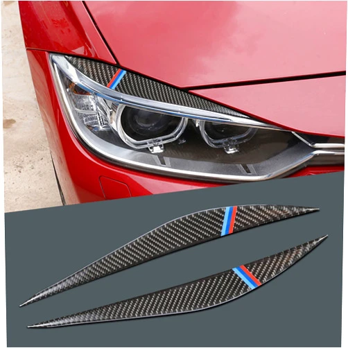 TOMALL Headlight Eyelid Cover Trims Compatible with BMW F30 Headlight Eyebrow Carbon Fiber Eyelid for 3 Series F32 F31 F36 F34 F33 Car Headlight Trim Cover Decorations for Car（3 Color）