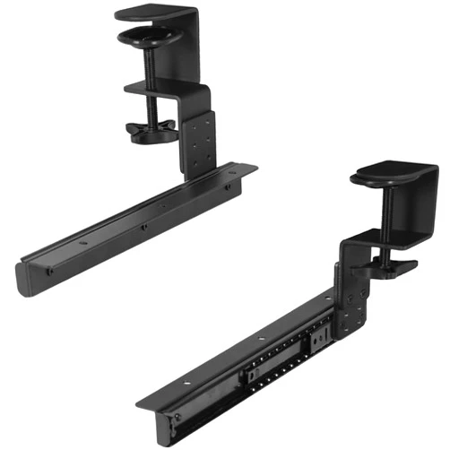 VIVO Height Adjustable Clamp and 12 inch Rail Set for DIY Custom Wooden Keyboard Trays (Tray Not Included), Under Desk Pull Out Slider Track with C-clamp Mount System, Black, MOUNT-RAIL02H