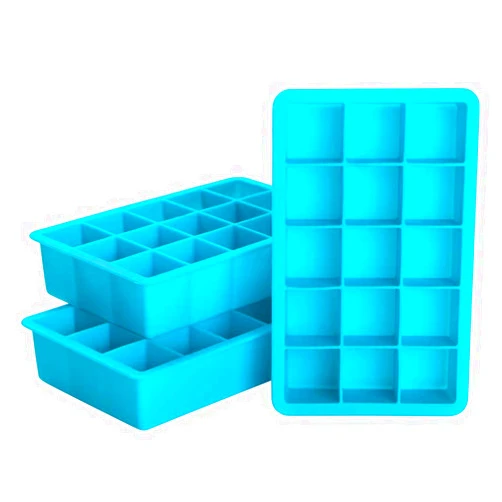 Webake Ice Cube Trays Silicone Ice Cube Molds, 15 Cavity Whisky Ice Cube Tray, Easy Release, BPA Free, Flexible Pack of 3