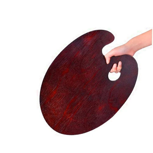 KIILOMP Oval Walnut Wooden Paint Palette 16 * 12inch - Artist Oil Paint Palette Walnut Palettes 30 * 40 for Acrylic Watercolor Oil Paints