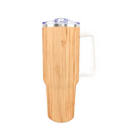 Ubxwetf Bamboo Tumbler Bamboo Patterned Tumbler Vacuum Insulated 40oz Tumbler with Handle