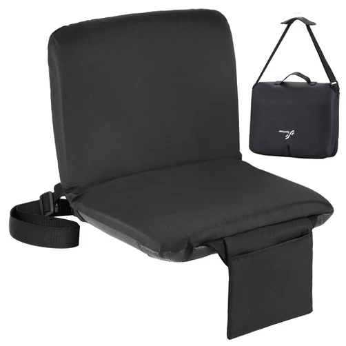 Sportneer Stadium Seats with Back Support: 6 Reclining Position Folding Bleacher Chairs with Back and Cushion - Padded Bleacher Seats with Shoulder Strap & Storage pocket for Events, Outdoors, Camping