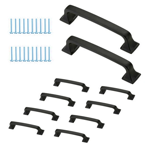 SHANDERBAR Kitchen Cabinet Handles,10 PCS 5-inch Brushed Bronze Cabinet Pulls, Matte Black Kitchen Hardware for Cabinets Bathroom Cupboard Drawer Handles Dresser Pulls.