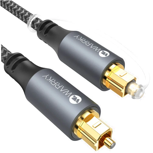 Warrky Optical Audio Cable, 6ft / 1.8m Optical Cable for Soundbar [Nylon Braided, Slim Metal Case, Gold-Plated Plug], Digital Optical Audio Cable Compatible with Samsung, Vizio, LG, Bose, Sony, Sonos