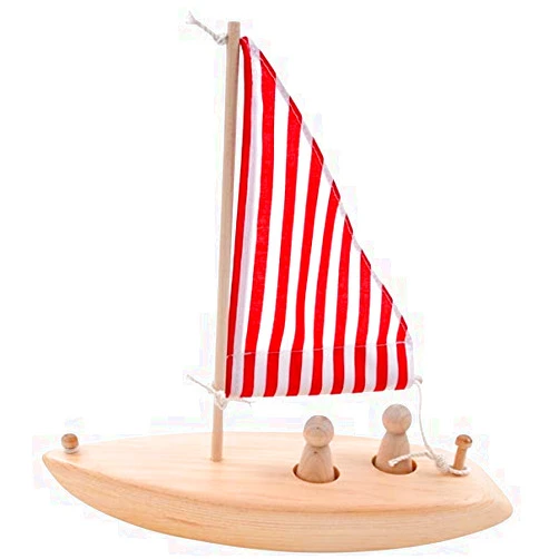ogh Wooden Toy Sailboat - Made in USA Red and White Sails