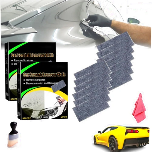 Oueet Nano Sparkle Cloth Car Scratch Remover - Nano Sparkle Car Cloth for Scratches, Breathe Green Nano Sparkle Cloth with Interior Cleaning Brush, Easily Repair Scratches, Paint Residues (12PCS)