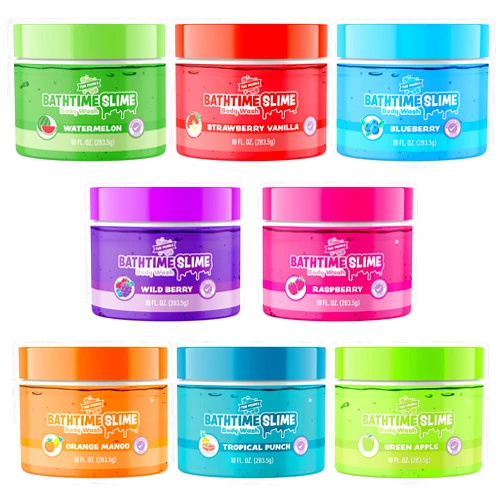Tub Works® Bath Slime Body Wash Bath Toy, 8 Pack | Gooey, Playful Texture with Fresh, Fruity Scents | Dermatologist Tested | Sensory Fun Bath Toys for Toddlers & Kids | Colorful Slime Kids Soap