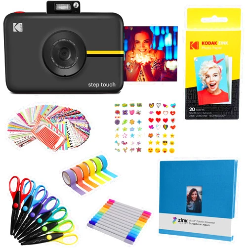 Kodak Step Touch 13MP Digital Camera & Instant Printer with 3.5 LCD Touchscreen (Black) Scrapbook Bundle