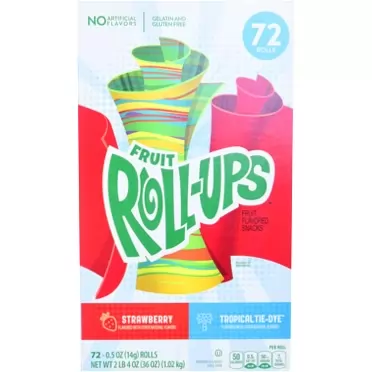 Betty Croker Strawberry & Tropical Tie Dye Fruit Roll Ups, 72Count, 36 oz