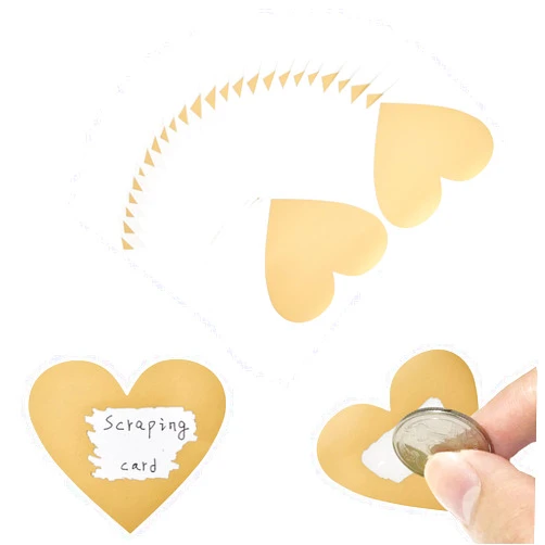 AIYINGYING Heart Scratch Off Stickers Labels,50 Pieces Heart Shape Scratch Off Stickers Labels,3In Scratch Off Cards,Heart Shape Color Blank Sticker for DIY Valentine Wedding Invitations (Golden)