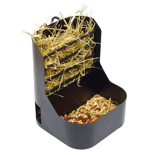 Trustic Hay and Food Feeder for Rabbit, Guinea Pig, Bunny, Chinchilla, Heavy Duty Metal Bin 5.5 x 5.5 x 7 inch
