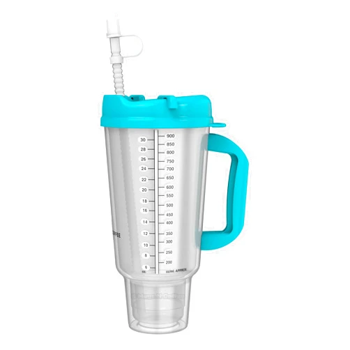 Mugs N Coffee 32 oz Travel Mug – Teal Hospital Mug for Cold Drinks – Double Wall Insulated, BPA-Free, Leak-Resistant – Includes Straw – Made in USA
