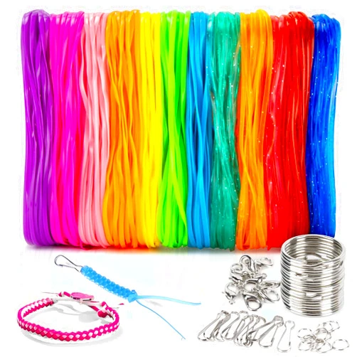 RAINFLOW Plastic Lanyard String Kit - Lanyard Making Kit,Lanyard String for Crafts,Plastic String for Bracelet Making,String Lanyard Weaving Kit for Keychain Crafts, Bracelet and Lanyards 12 Colors