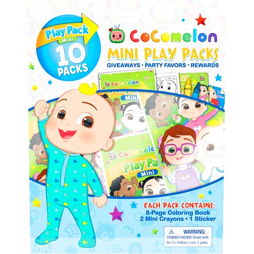 Bendon Cocomelon Play Packs | Cocomelon Party Favors | Coco Melon Mini Play Packs | Includes Mini Coloring Book, 2 Mini Crayons and a Sticker | 10-Pack | Officially Licensed