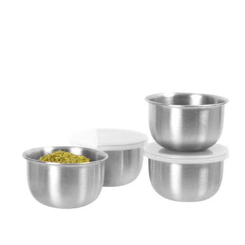 OGGI Set of 4 Stainless Pinch Bowls - 4 fl oz with Lids, Ideal Salt & Pepper Bowls, Mini Storage Bowls