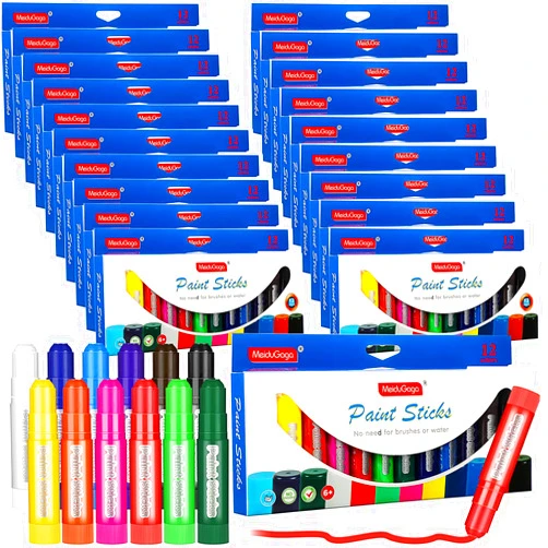 Noveread 240 Pcs Tempera Paint Sticks for Kids Washable Quick Drying Paint Sticks Bulk Paint Crayons for Children Art Supplies Paper Wood Glass Rock Poster Canvas(12 Colors,20 Sets)