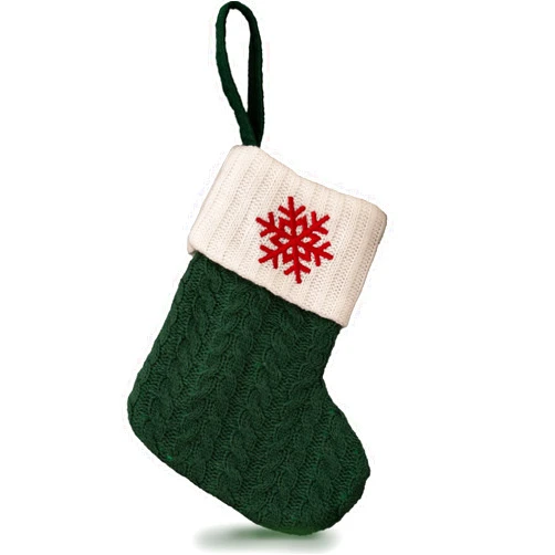 Kamumanni Christmas Stocking, 7.1 Inch Cable Knit Mini Stockings, Soft Christmas Hanging Socks with Snowflake Embroidery, Cute Goodie Bag (Green)