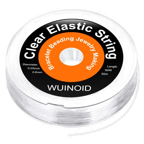 WUINOID 0.8 mm Clear Bracelet String, Elastic String for Bracelets Jewelry Making, Necklaces, Beading and Crafts, Friendship Stretchy Bracelet Beads Cords & Threads WUINOID