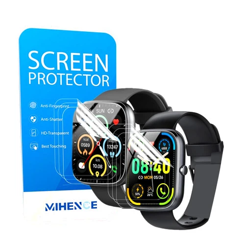 MIHENCE Screen Protector Compatible for QCOQ/Uaue 1.91'' Smart Watch T60, HD Full Coverage TPU Protective Film for T60 1.91