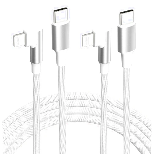 Eashion iPhone USB C to Lightning Cable,【2Pack 6FT MFi Certified】Right Angle 90 Degree iPhone Fast Charger Nylon Braided 20W Charging Data Syncing Cord Compatible with iPhone 14/13/Pro/ 12/Max/11/XS/XR/8/Plus