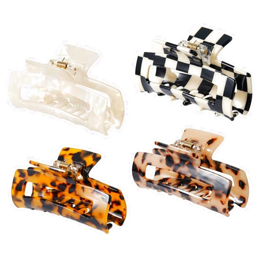 SL Sursarbelor 4Pcs Hair Claw Clips, Acetate Hair Banana Barrettes, French Butterfly Jaw Clips, Mermaid Color Crab Hairpin, Leopard Print Stylish Hair Accessories for Women Girls (4 Pcs)