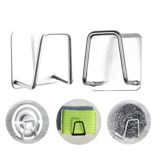 ROYALSAFE Sponge Holders for Kitchen Sink, Upgrade 2 Pack Quick Drying Adhesive Sponge Holder Sink Caddy for Kitchen Accessories, SUS304 Stainless Steel Rust Proof Waterproof