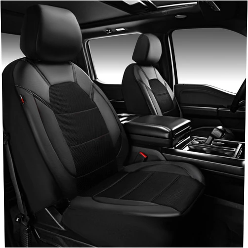 CAR PASS Universal Leather Two Front Seat Covers,Sport seat Covers fits Most Cars, SUVs, Trucks, and Vans Airbag Compatible (Black and Black)