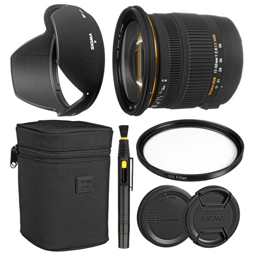 AOM Sigma 17-50mm f/2.8 EX DC OS HSM Zoom Lens for Canon DSLRs with APS-C Sensors + Essential Bundle Kit - International Version (1 Year Warranty)